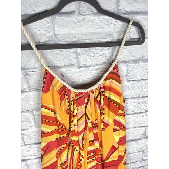 FARM RIO ANTHROPOLOGIE Women's Orange Printed Rope Scoop Neck Dress NWT Medium - Picture 2 of 8